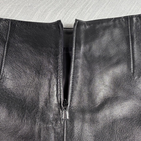 ISABEL Black Genuine Leather Mini Skirt Belted High Waist 26” XS Y2K Butter Soft - Picture 3 of 7